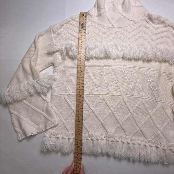 Gianni Bini Fringe Sweater High Neck Cream Color Size M - Picture 11 of 16